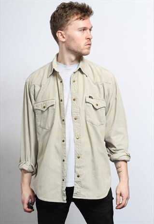 VINTAGE CORDUROY CORD SHIRT BEIGE