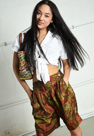VINTAGE 80S PARIS CHIC SHORTS CULOTTES WITH ABSTRACT PRINT