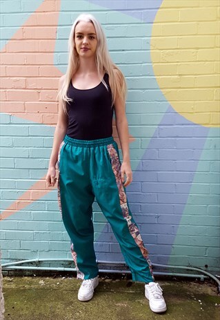 GREEN SHELLSUIT JOGGERS TRACKSUIT BOTTOMS WITH EGYPT PRINT