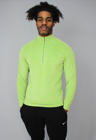 VINTAGE 1/4 ZIP FILA LIME GREEN LOGO FLEECE SWEATSHIRT