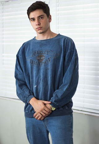 VINTAGE HARLEY DAVIDSON SWEATSHIRT JUMPER LOGO 90S L 13.9
