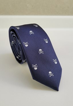 Skull Pattern Tie in Blue Color