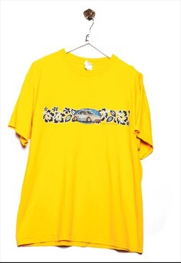 T-Shirt North Shore Hawaii Hibiskus Car Print Gelb
