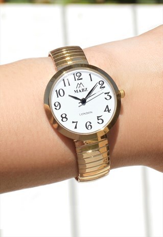 LADIES MINI GOLD WATCH ON EXPANDER STRAP