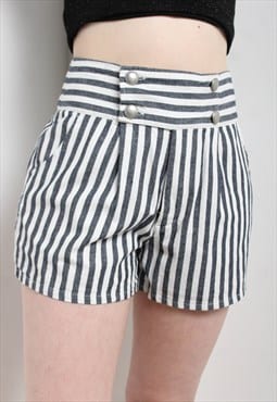 Vintage 90's High Rise Striped Shorts Grey