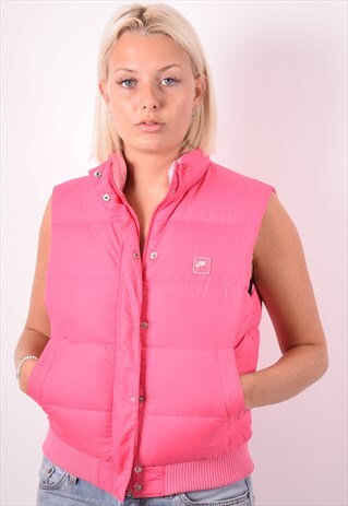 NIKE WOMENS VINTAGE PADDED GILET LARGE PINK 90S