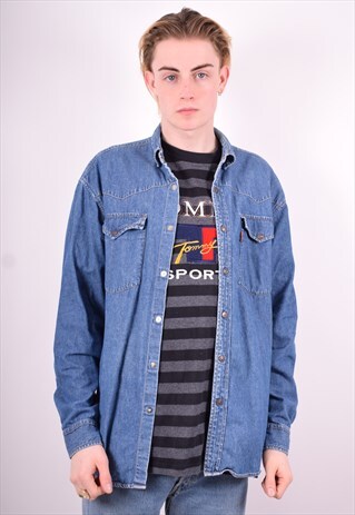 LEVI'S MENS VINTAGE DENIM SHIRT MEDIUM BLUE 90'S
