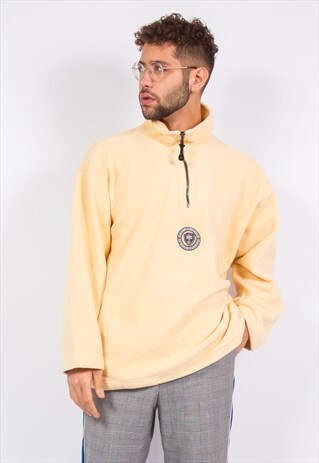 90S VINTAGE YELLOW 1/4 ZIP FLEECE