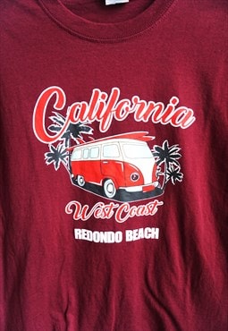 Vintage T-shirt, Oversized, Maroon, California Graphic Tee