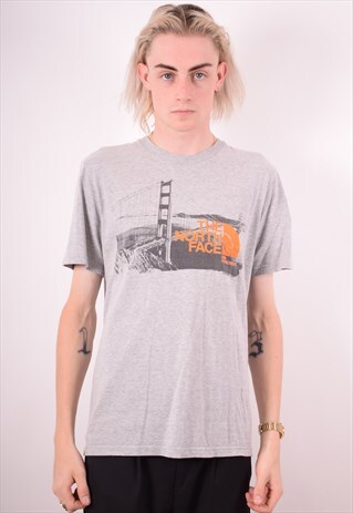 THE NORTH FACE MENS VINTAGE T-SHIRT TOP SMALL GREY 90S