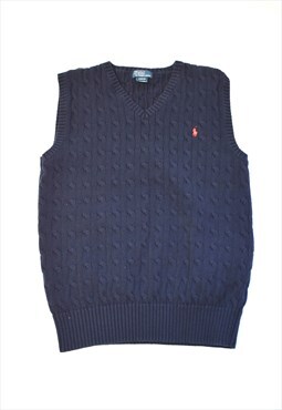 Vintage 90s Polo Ralph Lauren Navy Blue Knit Vest
