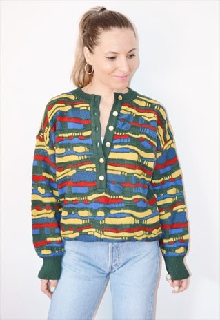 Vintage 90s Coogi Style Abstract Knit Jumper Sweatshirt