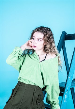 VINTAGE FLEECE IN GREEN WITH A 1/4 ZIP