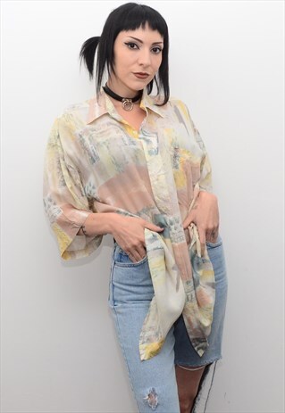 VINTAGE 90'S FESTIVAL INDIE PATTERNED SUMMER SHIRT