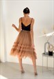 CARAMEL COLOR TULLE SKIRT WITH RUFFLES AIRSKIRT