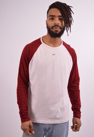 NIKE MENS VINTAGE TOP LONG SLEEVE LARGE WHITE 90S