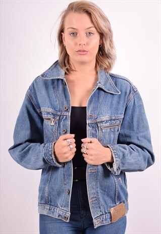WOMENS VINTAGE DENIM JACKET LARGE BLUE 90S