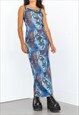 VINTAGE 90S AFRICAN PRINT SUMMER LONG CAMI SLIP DRESS 