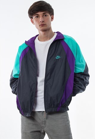 VINTAGE NIKE TRACKSUIT WINDBREAKER 90S BLACK PURPLE