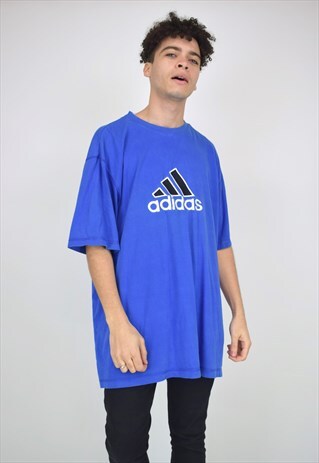 VINTAGE 90'S ADIDAS BLUE OVERSIZED T-SHIRT