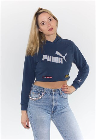 VINTAGE 90'S PUMA EMBROIDERED CROP SWEATSHIRT