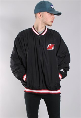 VINTAGE STARTER NEW JERSEY DEVILS WINDBREAKER SWEATSHIRT