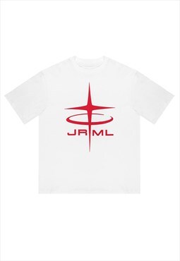 T-shirt oversize white  RED STAR