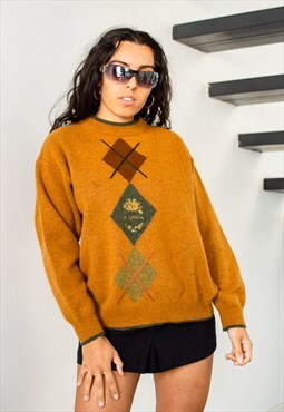 Vintage 90s Abstract Wool Patterned Jumper