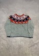 VINTAGE KNITTED JUMPER CUTE DOG PATTERNED KNIT SWEATER