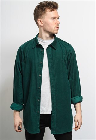 VINTAGE CORDUROY CORD SHIRT GREEN