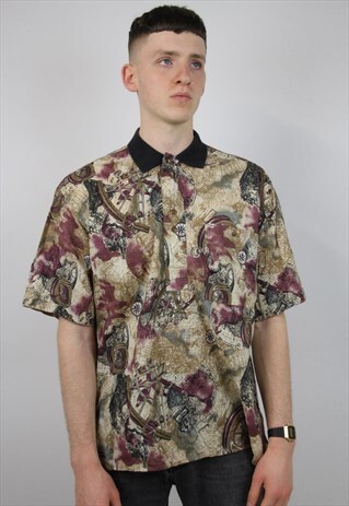 VINTAGE 90'S DETAILED PATTERNED SHIRT