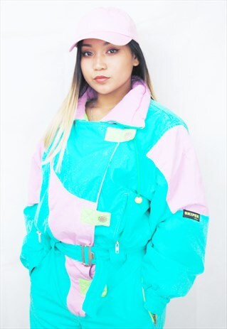 CRAZY PRINT PUFFER SKI SUIT/JUMPSUIT (1990'S)