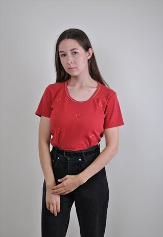 NATIVE T-SHIRT, FEATHERS EMBROIDERY, WOMEN