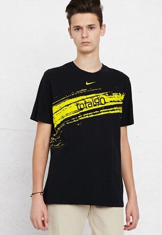 90S VINTAGE BLACK NIKE LOGO CREW NECK T-SHIRT