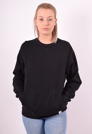ADIDAS WOMENS VINTAGE SWEATSHIRT JUMPER LARGE BLACK 90S