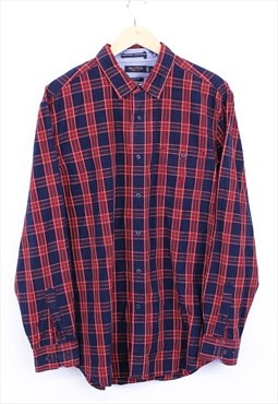 Vintage Nautica Check Shirt Navy Red Button Up With Logo