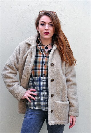 VINTAGE GRUNGE FLEECEY FUR JACKET