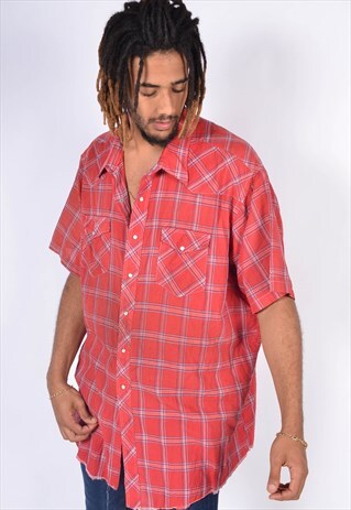 VINTAGE WRANGLER CHECK WESTERN SHIRT RED
