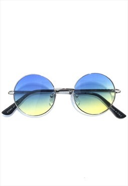 Blue & Yellow Round Sunglasses
