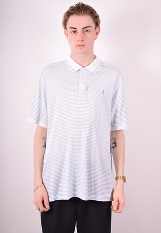 POLO RALPH LAUREN MENS VINTAGE POLO SHIRT XL WHITE 90S