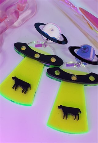 UFO IRRIDESCENT ACRYLIC EARRINGS