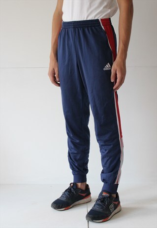 VINTAGE RETRO BLUE SLIM FIT ADIDAS SPORTS TROUSERS