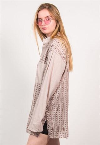 VINTAGE 90'S HIPPIE COLLARLESS SHIRT