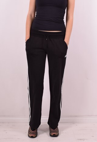 ADIDAS WOMENS VINTAGE TRACKSUIT TROUSERS W32 L30 BLACK 90S