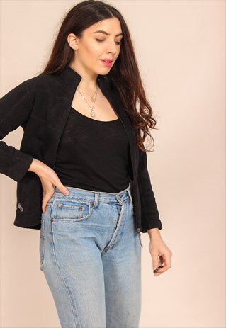 VINTAGE 90S FLEECE JACKET IN BLACK