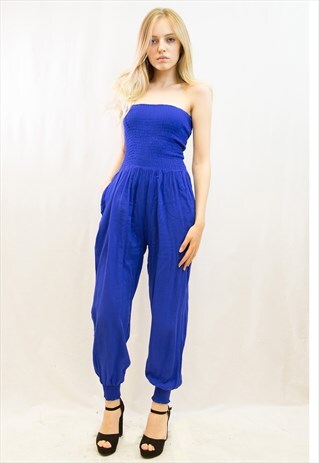 PLAIN ROYAL BLUE COLOR COTTON JUMPSUITS