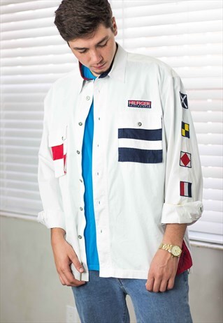 VINTAGE TOMMY HILFIGER SHIRT LOGO 90S X 16.7