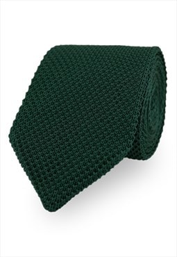 Wedding Handmade Polyester Knitted Tie In Dark Green