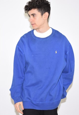 VINTAGE 90S BLUE RALPH LAUREN CREW NECK SWEATSHIRT JUMPER