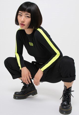 BLACK/YELLOW FLUOR "KIM" T-SHIRT